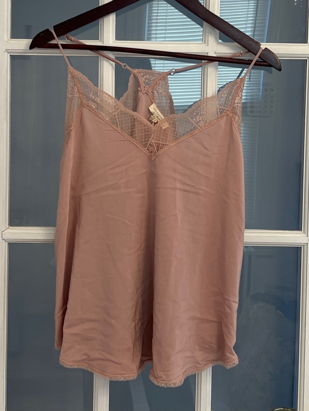 LOVESTITCH Women's Blush Pink Lace Trim Tank Top Size L NEW